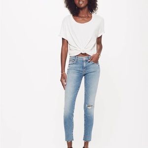 Mother Denim Looker Ankle Fray Jeans 25